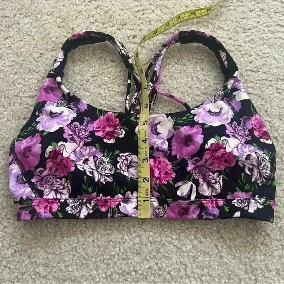 Victoria Secret PINK Sports Bralette Bra Black Purple Racerback Strappy Size Med - Picture 5 of 13
